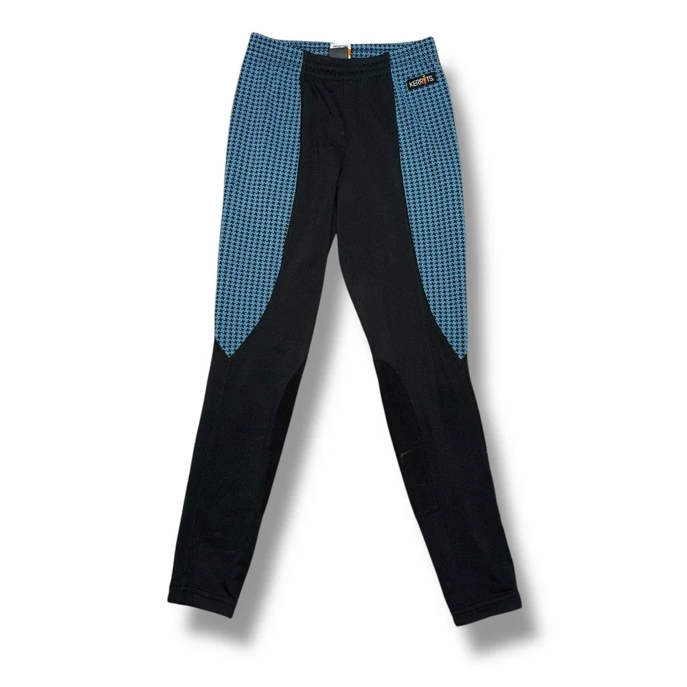 Kerrits Kids Horse Riding Breeches‎ Pants Black Blue Houndstooth Size M
